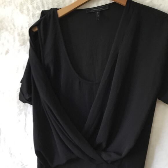 BCBGMaxAzria Black Drape Front Hi-Low Sheer Top - Picture 10 of 16